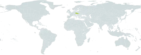 Aconitum firmum subsp. moravicum world distribution map, present in Czech Republic and Slovakia