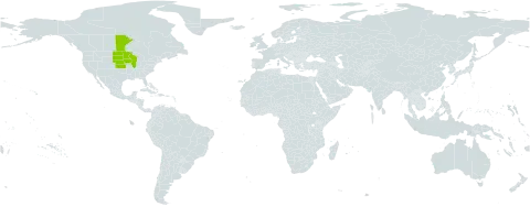 Asclepias lanuginosa world distribution map, present in Canada and United States of America