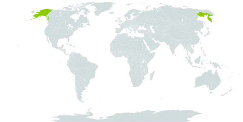 Astragalus polaris world distribution map, present in Russian Federation and United States of America
