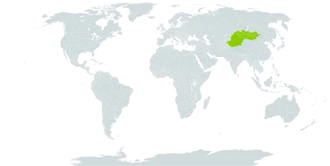 Astragalus pseudoborodinii world distribution map, present in China and Mongolia