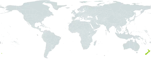 Carex devia world distribution map, present in New Zealand