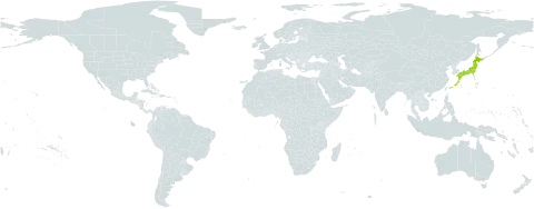Carex hakonemontana world distribution map, present in Japan