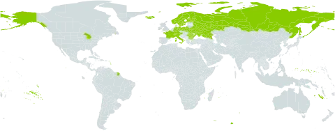 Carex heleonastes subsp. heleonastes world distribution map, present in Austria, Bulgaria, Belarus, Switzerland, Germany, Finland, France, Micronesia (Federated States of), Iceland, Italy, Norway, Poland, Romania, Russian Federation, Sweden, Turks and Caicos Islands, Ukraine, and United States of America