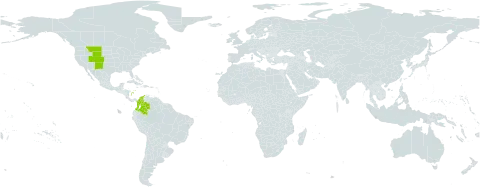 Carex stevenii world distribution map, present in Colombia and United States of America