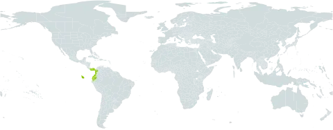 Cecropia reticulata world distribution map, present in Colombia, Ecuador, and Panama