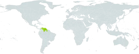 Drosera kaieteurensis world distribution map, present in Colombia, Guyana, Trinidad and Tobago, and Venezuela (Bolivarian Republic of)