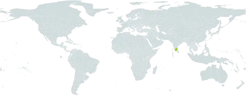 Dryopteris scabrosa world distribution map, present in India