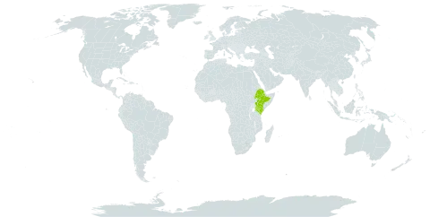 Erythrina brucei world distribution map, present in Ethiopia and Kenya