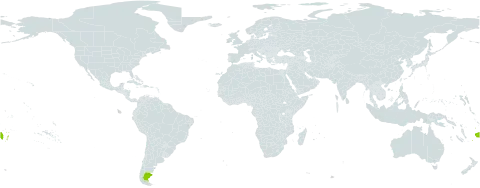 Garcinia sessilis world distribution map, present in Argentina, Fiji, and Tonga