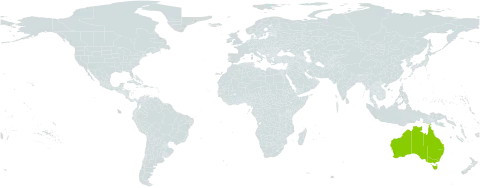Grevillea bracteosa world distribution map, present in Australia