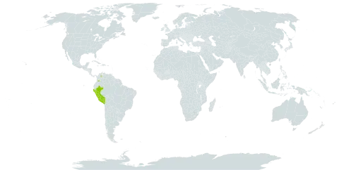 Hiraea villosa world distribution map, present in Colombia and Peru