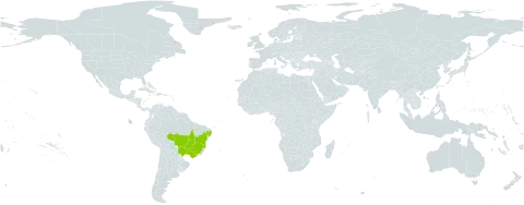 Ipomoea sidifolia world distribution map, present in Brazil