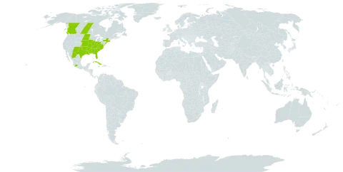 Myriophyllum pinnatum world distribution map, present in Canada, Cuba, Jamaica, Mexico, and United States of America