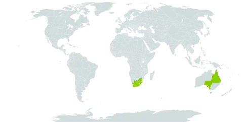 Parinari world distribution map, present in Australia and South Africa