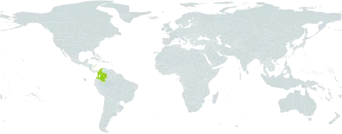 Peperomia giralana world distribution map, present in Colombia