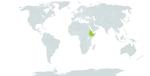 Phragmanthera erythraea world distribution map, present in Eritrea and Ethiopia