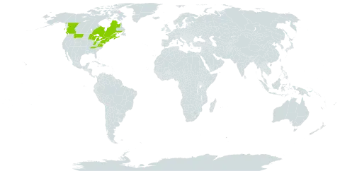 Potamogeton oakesianus world distribution map, present in Canada, France, and United States of America