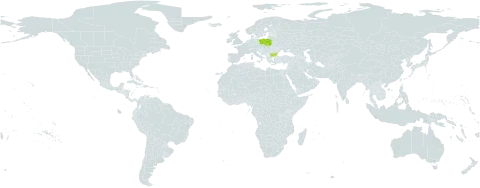 Ranunculus digitatifolius world distribution map, present in Bulgaria and Poland