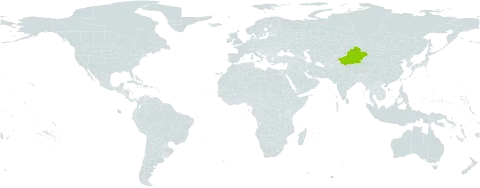 Ranunculus hetianensis world distribution map, present in China