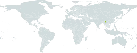 Rubus lucens world distribution map, present in China and Myanmar
