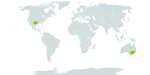 Rubus velox world distribution map, present in Australia and United States of America