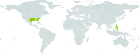 Sesbania vesicaria world distribution map, present in Philippines and United States of America