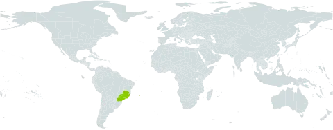 Sphagnum exquisitum world distribution map, present in Brazil