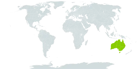 Tephrosia simplicifolia world distribution map, present in Australia