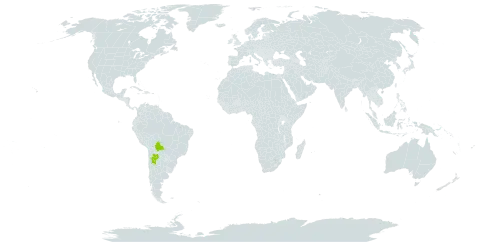 Tropaeolum argentinum world distribution map, present in Argentina and Bolivia (Plurinational State of)